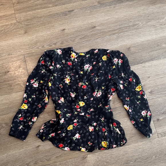 Veronica Beard Black Floral Blouse - Picture 4 of 5